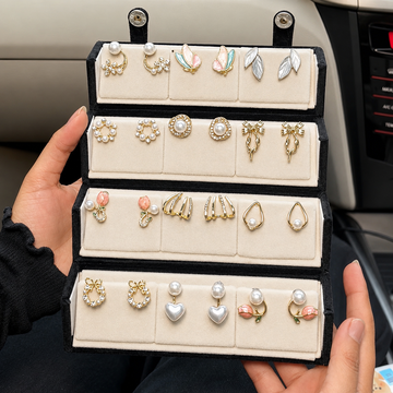 Set of 12 Korean Earrings with Folding Jhumka Box