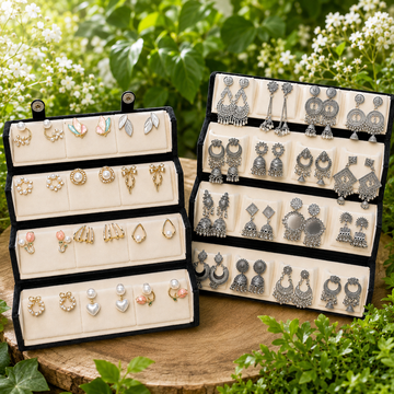 Combo Set of 12 & 16 Earrings with Folding Jhumka Box